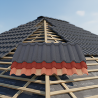 Tuile de toiture en métal revêtue de pierre, anti-typhon, imperméable, isolante thermiquement, pour la construction de villas en Asie du Sud-Est