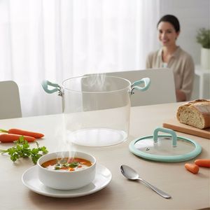 Olla de Vidrio de Borosilicato de Alta Calidad con Doble Asa para Uso en Fuego Abierto, Hornos de Microondas y Hornos Convencionales, Venta al Por Mayor Personalizada - Product Image 2