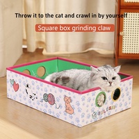 Nid pour animaux de compagnie en carton ondulé durable, lit-griffoir et bac à litière pour chat