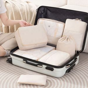 Wholesale <b>Compression</b> Packing Cubes for Suitcase 7pcs Set Travel Packing Cubes Foldable Luggage Travel Storage <b>Bag</b> Set - Product Image 5