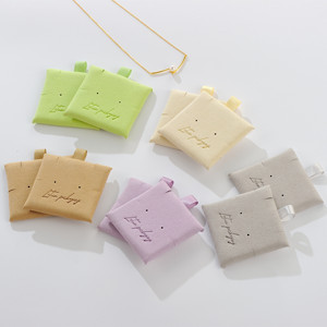 Custom Logo Microfiber Jewelry Packaging Pouches Jewelry <b>Card</b> Pouches Set with Button - Product Image 3