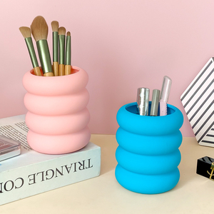 New Round pen holder - student desk office stationery pen barrel - silicone multi-functional <b>makeup</b> and beauty pen storage <b>box</b> - Product Image 6