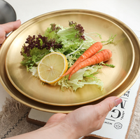 Nouveaux produits, vaisselle de style nordique, luxe léger, ensembles de plats, forme ronde, bord doré, assiettes pour la maison