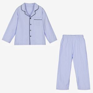 Enfants Garçons Pyjama Rayé Ensembles Printemps Été Simple Boutonnage Pipping Mode Casual Deux Pièces Ensemble Pyjamas pour Garçons 9-13 Ans - Product Image 1