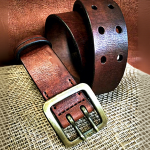 Handicrafts Real Buffalo Leather <b>Belts</b> Rectangular Shape Steel Pin Vintage Style <b>Men's</b> Formal <b>Belts</b> Eco-Friendly Waterproof - Product Image 1