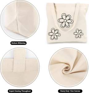 Bolsa de compras ecológica con logotipo impreso personalizado de fábrica, bolsas de lona de algodón a granel en blanco reutilizables para regalo de sublimación - Product Image 3