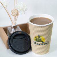 Gobelets à café en papier ondulé personnalisés de qualité alimentaire, isolés, pour boissons chaudes et froides, avec couvercle, pour café à emporter