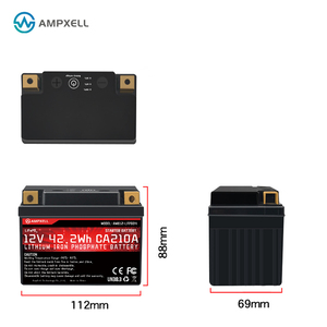 Batería AMPXELL para Motocicletas y Deportes de Motor, 12V, 3.5Ah, 45Wh, CA210A, Ciclo Profundo, LFP, para Arranque y Generador, AMX12-35FQ - Product Image 2