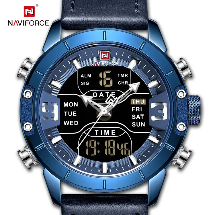 NAVIFORCE 9153L BEBEBE Men Dual Display Wristwatch Top Brand Fashion LED Digital custom quartz watches reloj