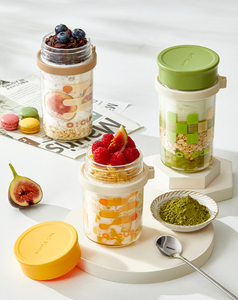 Venta caliente Yogurt Parfait Tazas Durante la noche <span class=keywords><strong>Avena</strong></span> <span class=keywords><strong>Cereales</strong></span> Seguridad Frascos <span class=keywords><strong>de</strong></span> vidrio sin plomo Contenedores con tapas y cucharas - Product Image 6