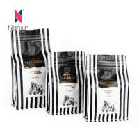 Sacs à café personnalisés en aluminium, fond carré, résistants à la chaleur, de qualité alimentaire, étanches à l'humidité, avec fermeture éclair, 100g/150g/250g
