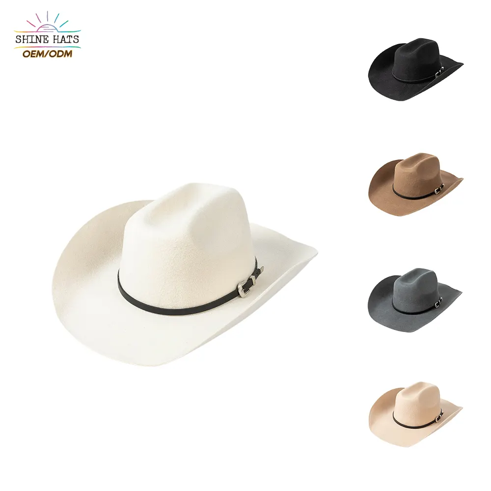 Shinehats 2024 High Quality Custom Cow Boy Chapeau Designer Fashion Women Cowboy Luxury Western Wool Wide Brim Felt Fedora Hats
