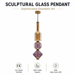 Lampade <span class=keywords><strong>a</strong></span> <span class=keywords><strong>Sospensione</strong></span> LED Moderne in Vetro Viola, Altezza Regolabile, <span class=keywords><strong>Lampadari</strong></span> Decorativi per Hotel e Casa, Sospensioni per Soggiorno e Sala da Pranzo - Product Image 1