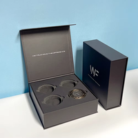 Boîte cadeau noire de style livre avec logo personnalisé, insert en mousse et impression blanche pour cosmétiques et coffrets cadeaux, vente en gros