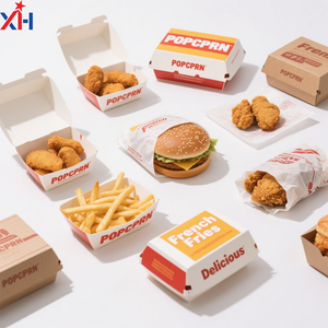 Kotak makanan cepat sekali pakai kustom kotak kertas cetak karton Burger ayam goreng Prancis anjing panas dan makanan - Product Image 5