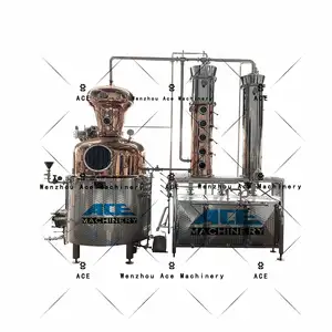 Ace Whiskey Brand Distillation Equipment Tower Brewing Stills Small Brewing Equipment Red Copper Brewers Beverage Wine Machines