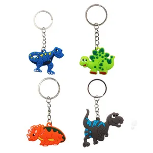 Factory supplier silicone keyring anime dinosaur soft rubber keychains