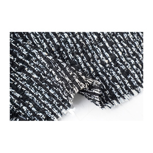 Tela Tweed de Primera Calidad Hecha en Corea, Negra y Marfil, con Tejido Texturizado de Nudos en Escalera, OEM y ODM, Textil Tejido Personalizado - Product Image 5