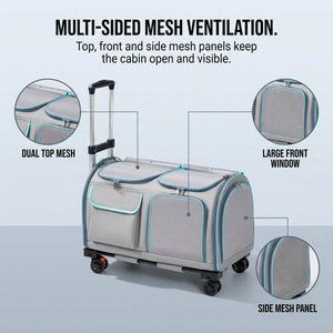 Breathable Pet Carrier Trolley Foldable Dog and Cat Travel <b>Bag</b> <b>on</b> <b>Wheels</b> Polyester Outdoor Pet Crate - Product Image 3