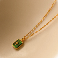 Bijoux fantaisie Collier pendentif étoile du nord en cristal d'acier inoxydable Collier à breloques pierre de naissance personnalisé plaqué or