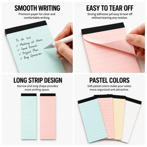 Custom Long Strip Lined Loose‑Leaf Sticky Notes <b>Memo</b> <b>Pad</b> Self‑Adhesive Smooth Easy Tear‑Off Portable Office Planner Stationery - Product Image 2