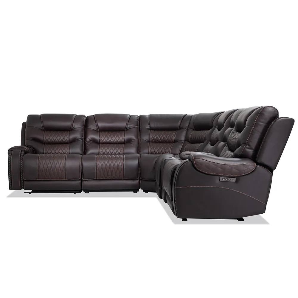 Set di divani reclinabili elettrici reclinabili in vera pelle da salotto in stile europeo di lusso