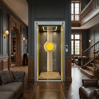 Ascenseur résidentiel de luxe pour villa de 400 kg avec porte centrale en verre, cadre de gaine en aluminium, traction sans engrenage