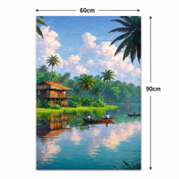 Impression sur toile polyester 300 g/m² 60x90 cm, impression numérique HD, paysage tropical de rivière, art mural pour la décoration de la maison et des hôtels