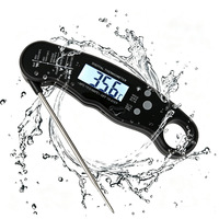 Thermomètre à viande numérique portable pliable étanche avec écran LCD et alimentation par piles, précision de 1°