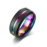 Bague en acier tungstène pour homme, nouvelle arrivée, vente chaude, 8 mm de large, incrustation bleue, bijoux de marque OBE, vente en gros