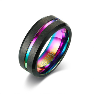 Bague en acier tungstène pour homme, nouvelle arrivée, vente chaude, 8 mm de large, incrustation bleue, bijoux de marque <span class=keywords><strong>OBE</strong></span>, vente en gros - Product Image 3