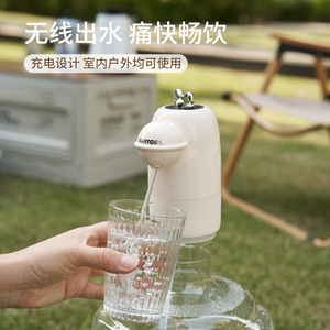 Bomba de agua portátil Xinzao para agua embotellada, cuerpo de plástico, funciona con batería, salida de alta presión, beige, azul, 70x103x135mm - Product Image 3