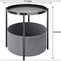 Table d'appoint ronde en métal de haute qualité avec panier de rangement en tissu