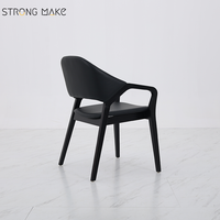Chaises de salle à manger de restaurant en bois de luxe moderne design, revêtement en cuir véritable blanc