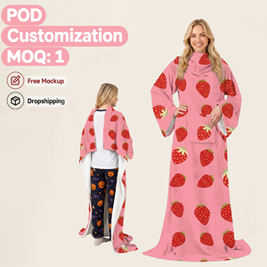 Manta Personalizada con Estampado POD, 280g, Franela Suave, con Mangas y Bolsillo Gigante para Ropa <span class=keywords><strong>de</strong></span> Invierno - Product Image 1