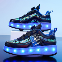 Chaussures de roue unisexe de Style de marche enfants enfants lumière LED vers le haut USB Charge patin à roulettes clignotant baskets pour filles garçons cadeaux