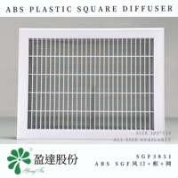 Diffuseur carré en plastique ABS SGF3851 380x510mm, grille d'aération HVAC avec filtre et cadre