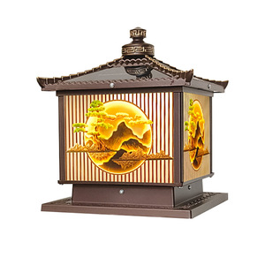Lampe solaire à pilier Royal Pus, étanche, pour extérieur, style chinois moderne, pour portail, villa, cour, jardin, luminaire de poteau - Product Image 3