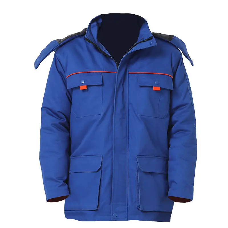 冬の作業服を厚くする男性用の活気のある綿パッド入りジャケット取り外し可能なインナーライナー付きの防寒労働保険