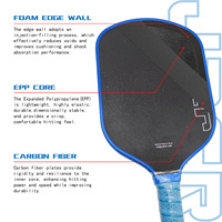 Honolulu J2CR Pickleball-Schläger Heißgepresst 5. Generation EPP-Kern CFC Carbonfaser 16mm Dick 220g Sandgestrahlte Oberfläche