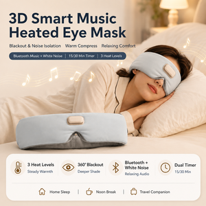 Máscara Ocular Inteligente 3D con Calor, Masajeador Ocular Inalámbrico, Audio Bluetooth, Ruido Blanco, Compresa Cálida 360° para Dormir - Product Image 1