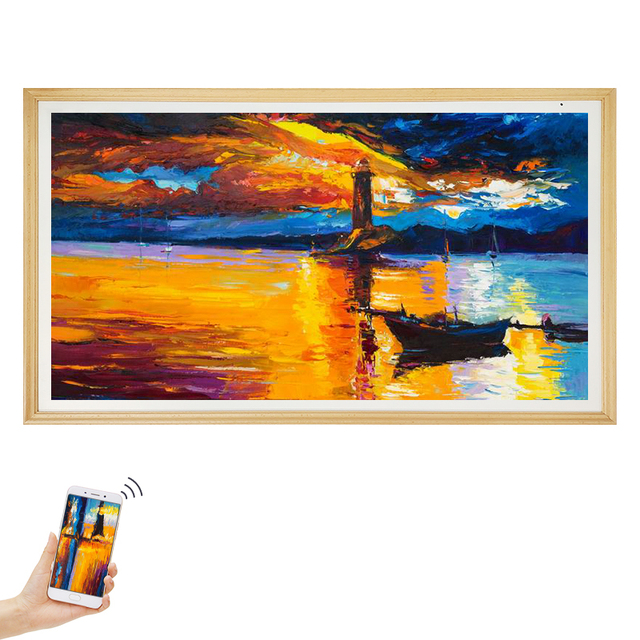 Price Cheap Wall Mount OEM Art Oil Picture Video Screen Wood WIFI APP Android 32inch Large Digital Picture Frame Lcd Display Nft