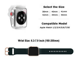 สายนาฬิกาสำหรับแอปเปิ้ลวอทช์ขนาด40มม. 41มม. 44มม. 45มม. สายซิลิโคนนิ่มดีไซน์หัวเข็มขัดโลหะสำหรับแอปเปิ้ลวอทช์ซีรีส์9 8 <span class=keywords><strong>7</strong></span> 6 5 SE - Product Image 6