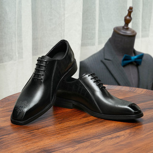 Chaussures habillées en cuir véritable pour hommes, style Oxford à bout pointu, à lacets, pour le bureau, toutes saisons, couleur unie, livraison directe - Product Image 2