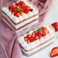 Conteneur à dessert en plastique PS transparent en gros, boîte d'emballage pour pâtisserie, tiramisu