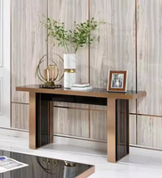 Table Console d'angle moderne en métal et marbre pour hall d'hôtel en acier inoxydable Entrée pour salon avec miroir