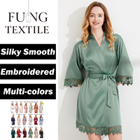 FUNG 3031 Stock Fournisseur Peignoir de Mariée en Satin et Dentelle de Haute Qualité, Cadeau pour Demoiselle d'Honneur OEM