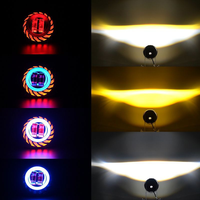 Phare de moto LED Angel Devil Eyes, projecteur de phare, lentille de projecteur, faisceau haut-bas, stroboscope, projecteur DRL, double halo, feu antibrouillard
