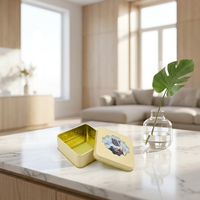 Boîtes en fer blanc carrées de luxe personnalisées, conformes aux normes alimentaires, en matériaux recyclés, finition brillante, couleur et design personnalisés, hermétiques pour bonbons et snacks
