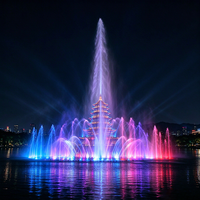 Kit complet de fontaine musicale programmable avec effets lumineux multicolores LED pour parc urbain, jet d'eau dansant circulaire extérieur